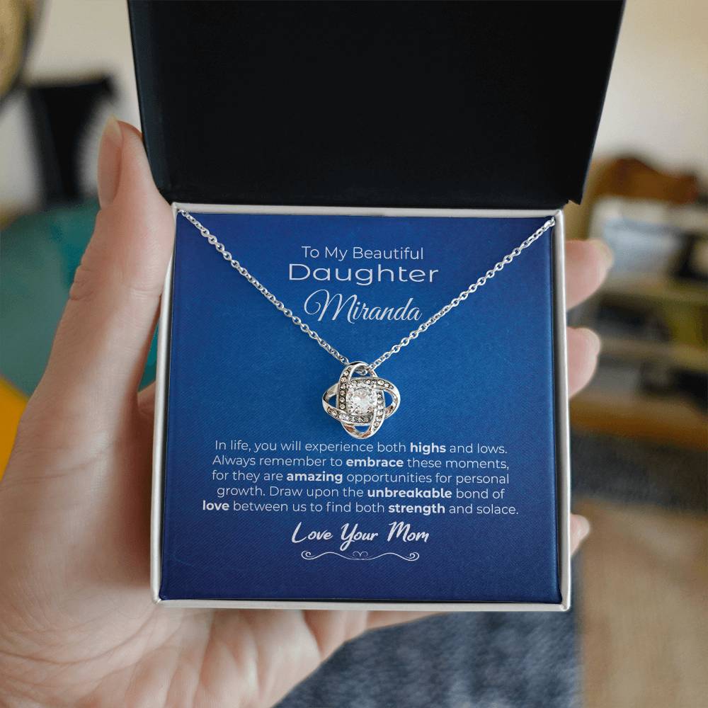 To My Beautiful Daughter Unbreakable Love Necklace Navy Blue