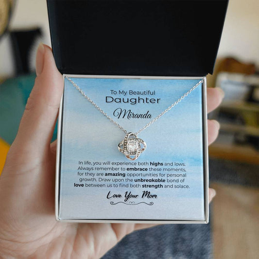 To My Beautiful Daughter Unbreakable Love Necklace Skyblue