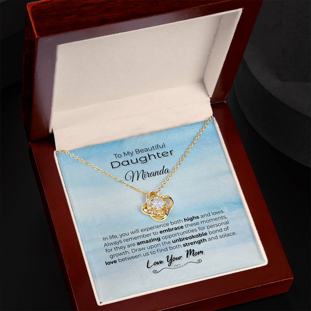 To My Beautiful Daughter Unbreakable Love Necklace Skyblue
