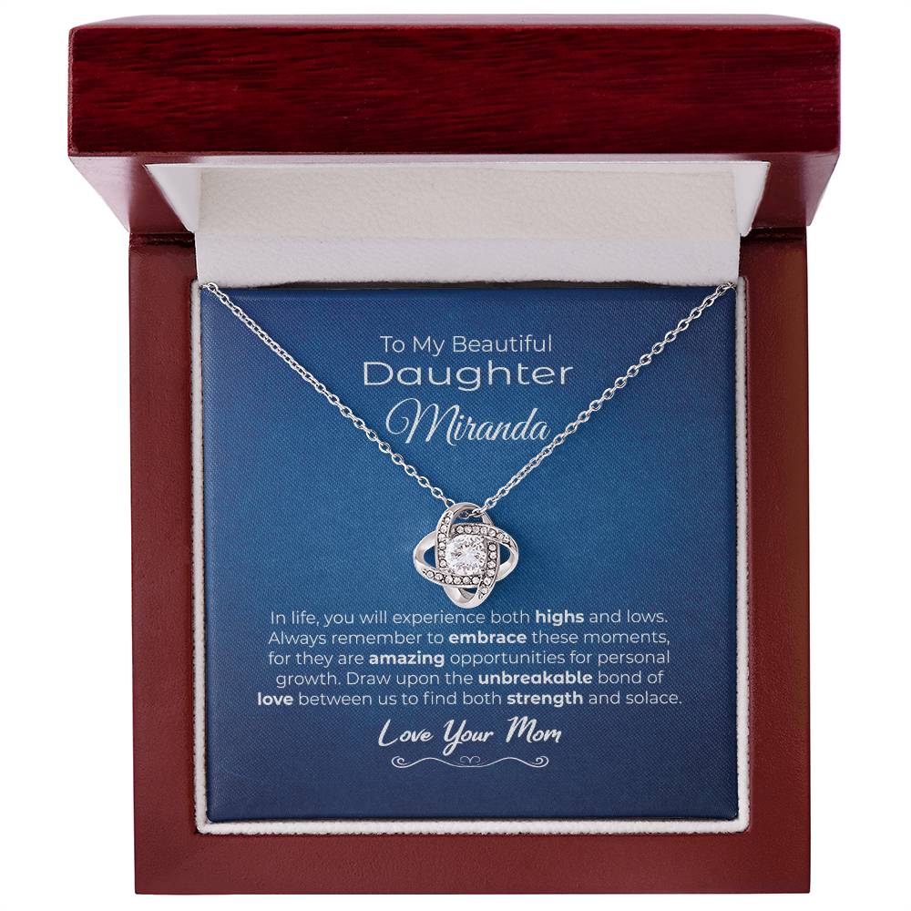 To My Beautiful Daughter Unbreakable Love Necklace Navy Blue