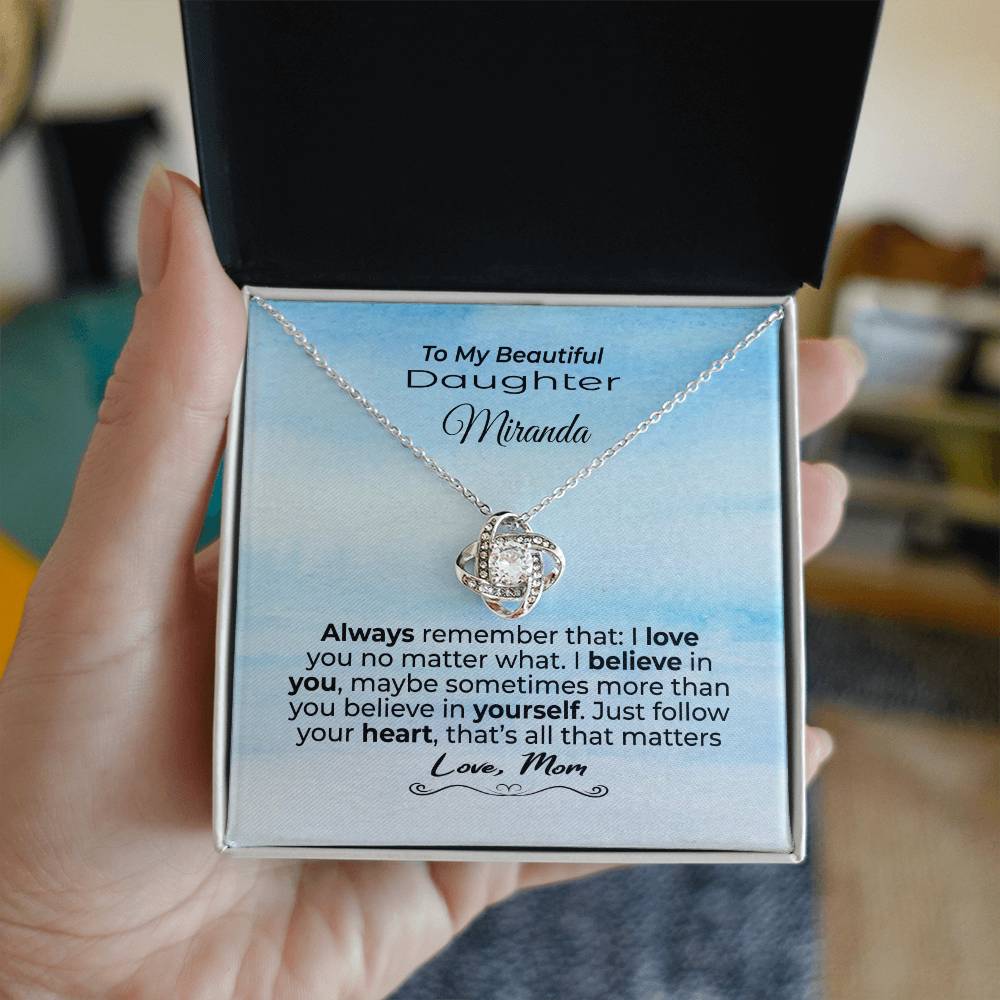 To My Beautiful Daughter Always Remember Necklace Sky blue