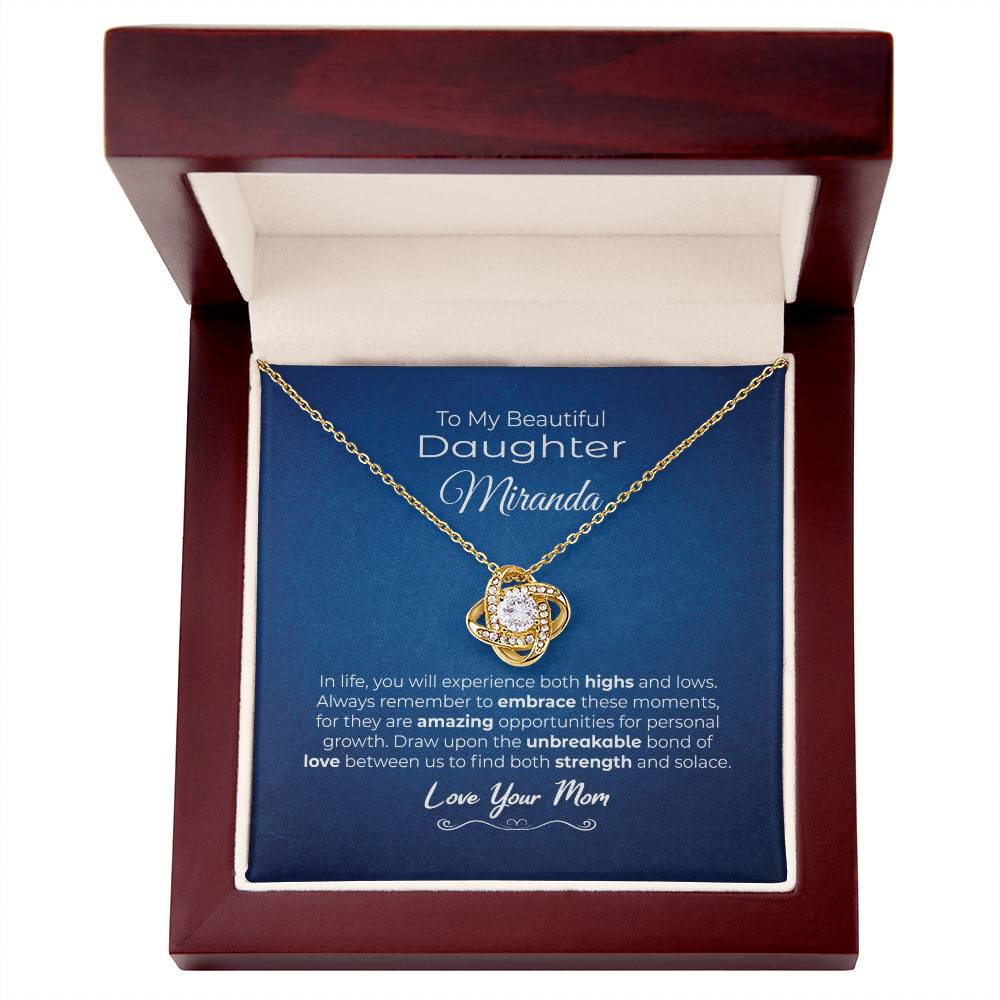 To My Beautiful Daughter Unbreakable Love Necklace Navy Blue