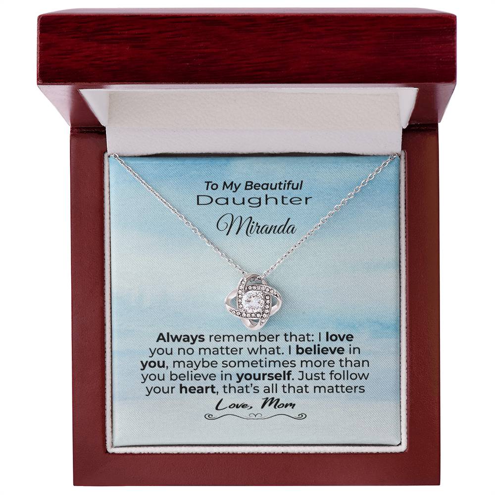 To My Beautiful Daughter Always Remember Necklace Sky blue