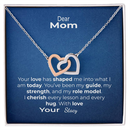 To my dear mom interlocking heart